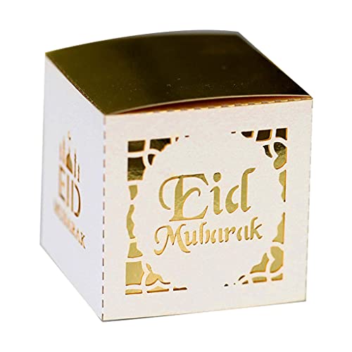 50 Stück Eid Süßigkeitenboxen Geschenkboxen Islamisches Festival Happy Fitr Supplies Personalisierte Geschenkbox