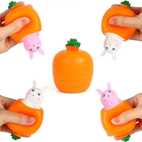 Pop Up Carrot Bunny, Rabbit Squeeze Toy, Pop Up Carrot Bunnies, Squeeze Toys Squishes Carrot Rabbit Fidget Toys, Cheap Fidget Toys, Easter Pop Fidget Toys (pink,10pcs)