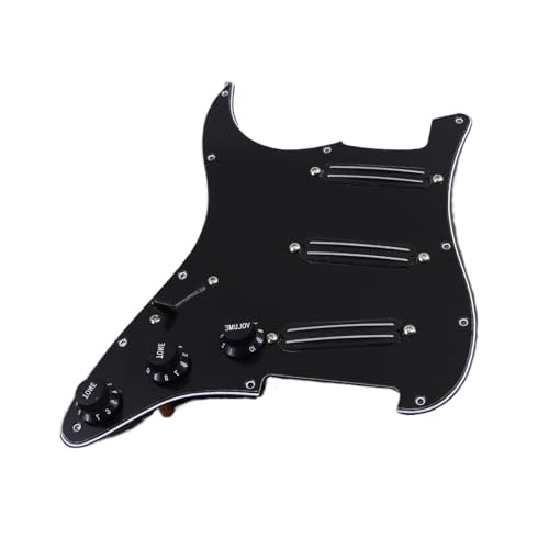 Schlagbrett Tonabnehmer für E Gitarre Vorverdrahtetes Schlagbrett SSS Loaded Guitar Dual Hot Rail Humbucker Pickups 5 für ST-Gitarrenteil(Black 3ply)