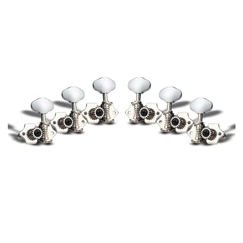 Strings Tuning Pegs Mechaniken Für Gitarre Stimmnägel für Akustikgitarrensaiten, Universal-Stimmgerät, offenes Stimmgerät, Standardzubehör (Color : Silver)