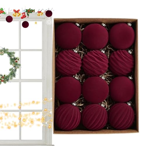 Christbaumkugel - 12 Stück Baumschmuck Kugeln Anhänger für Weihnachten, Saisonale Weihnachtsdekoration für Jubiläen, Neujahr, Hochzeiten, Verlobungen