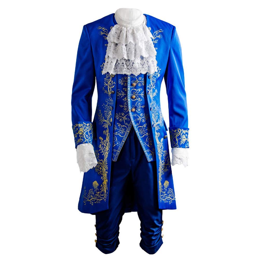 AYYOHON The Beast Kostüm Prinz Cosplay Kostüm Dan Stevens Blaue Uniform Halloween Herren Aristokraten Cosplay Outfit Anzug 2XL