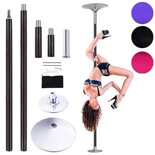 Gvqng Tanzstange, Drehbare Statische Tanzstange, Hochleistungs-Stripperstangen, Tragbare, Abnehmbare Pole-Dance-Stange, Professionelle Tanzstange, FüR Fitness, Training,Schwarz