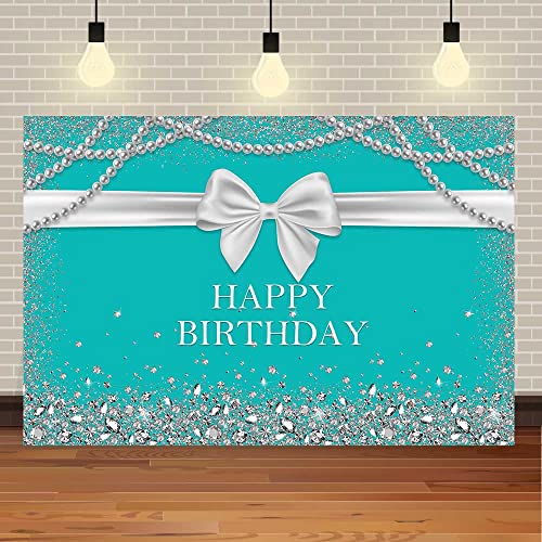 Tiffany Blau Thema Splitter Glitzer Geburtstag Schleife Diamant Baby Hintergrund Erwachsene Perle Dekoration Fotografie Photobooth / 300x200