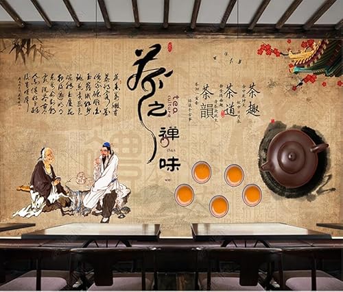 tyujlkjddlf Tapete Wandbild 3D Benutzerdefinierte Teezeremonie Zen Tee Blind Wandbild Hintergrundwand-450Cmx300Cm