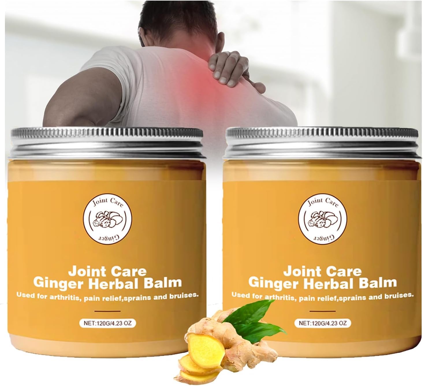 2Pcs Natural Ginger Herbal Balm, Pure Natural Ginger Herbal Balm, Naturals Relax and Unwind Balm, Joint Care Cream, Relief from Arthritis and Muscle Pain