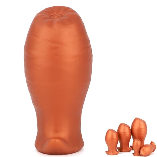 Große Weiches Silikon Anal Plug Eiförmige Anal Kugel mit Ankerbasis Butt Plug 5 Größen verfügbar Analdilatator Anal Vagina Extrem Masturbation Sexspielzeug (S,Gold)