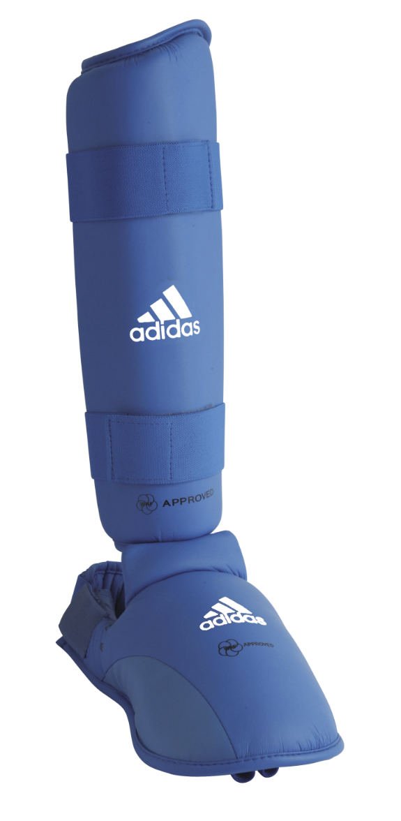 adidas Karate Schienbein und Spannschützer / Fuß Schoner blau, 2 Stück, Gr. M