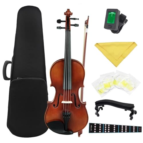 Geige Akustische Violine 4/4 1/4 1/8 Violino Fichte Vintage Farbe Violine mit Fall Bogen Saiten Schulter Rest Tuner Tuch (Color : 1/4 Set2)