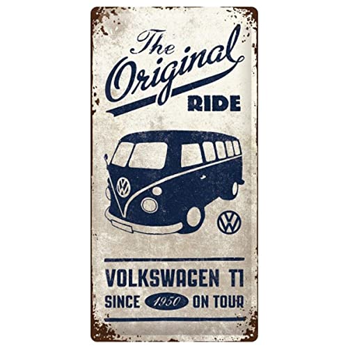 Nostalgic-Art Volkswagen Retro Blechschild - VW Bulli T1 - Original Ride, Blechschild als Vintage VW Bus Geschenk-Idee, zur Dekoration, 25 x 50 cm