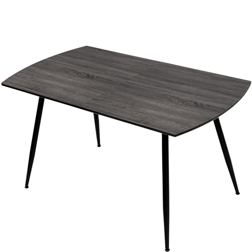 TRISENS Esstisch Sabina ausziehbar 140-180 x 80 cm 6-10 Personen Küchentisch mit Metallgestell für Küche, Esszimmer Holz Optik, Farbe:Dunkelgrau