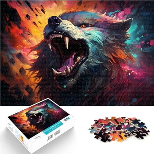 Puzzle-Geschenk, Bunter Dämonenwolf für Erwachsene, 1000 Teile, Puzzle-Geschenke, jedes Teil ist einzigartig – anspruchsvolles, unterhaltsames Familienspiel, 1000 Teile (50 x 75 cm)