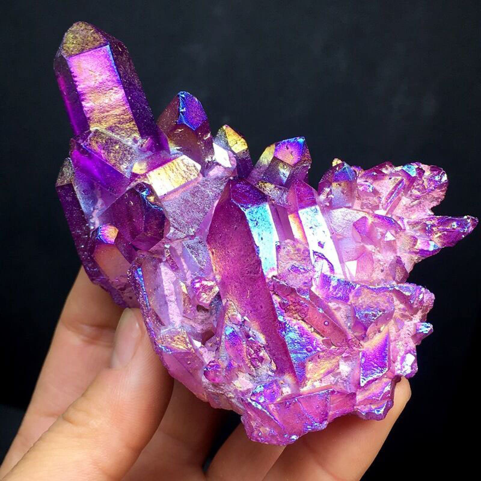 Natürlicher Quarz-Amethyst-Cluster-Kristallstein, Der Galvanisiert Bunter Crysral-Cluster-Mineral-Exemplar-Ausgangsgeschenke 1pcs Heilt,Amethyst-Cluster,70-85g