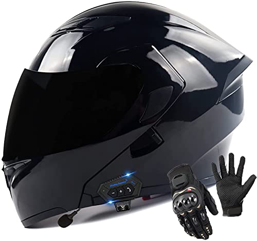 Motorradhelm Klapphelm Bluetooth Helm,ECE Zertifiziert Modularer Helm Doppelvisier Motorrad Integralhelme Roller-Helm Scooter-Helm Mofa-Helm,Eingebautes Mikrofon Automatic Answer