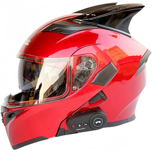 Integrierter Modularer Bluetooth-Motorradhelm Für Herren, ECE-Zertifiziert, Motorradhelm Mit ABS-Schale, Straßenmoped-Motorradhelm Für Männer Und Frauen B,M57-58CM