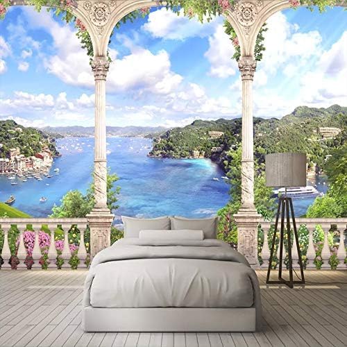 XLMING Kreative Römische Säulen Natur Landschaft Wand Küche Esszimmer Arbeitszimmer Wohnzimmer TV Hintergrund Wand 3D Tapete-150cm×105cm