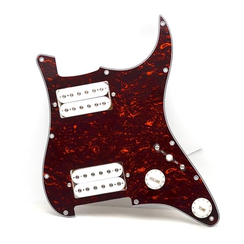 Schlagbrett Tonabnehmer für E Gitarre Elektrische Gitarre Pickup Panel ST SQ HH Elektrische Gitarre Schlagbrett Vordere Abdeckung Verdrahtung Montage Perle Farbe(Red tortoise panel-white pickup)