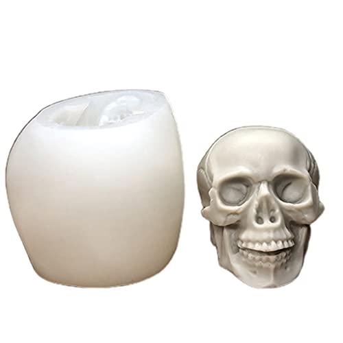 CYILPR Kerzenformen, 3D-Totenkopf-Silikonform für Halloween-Kerzenherstellung, handgefertigte Form