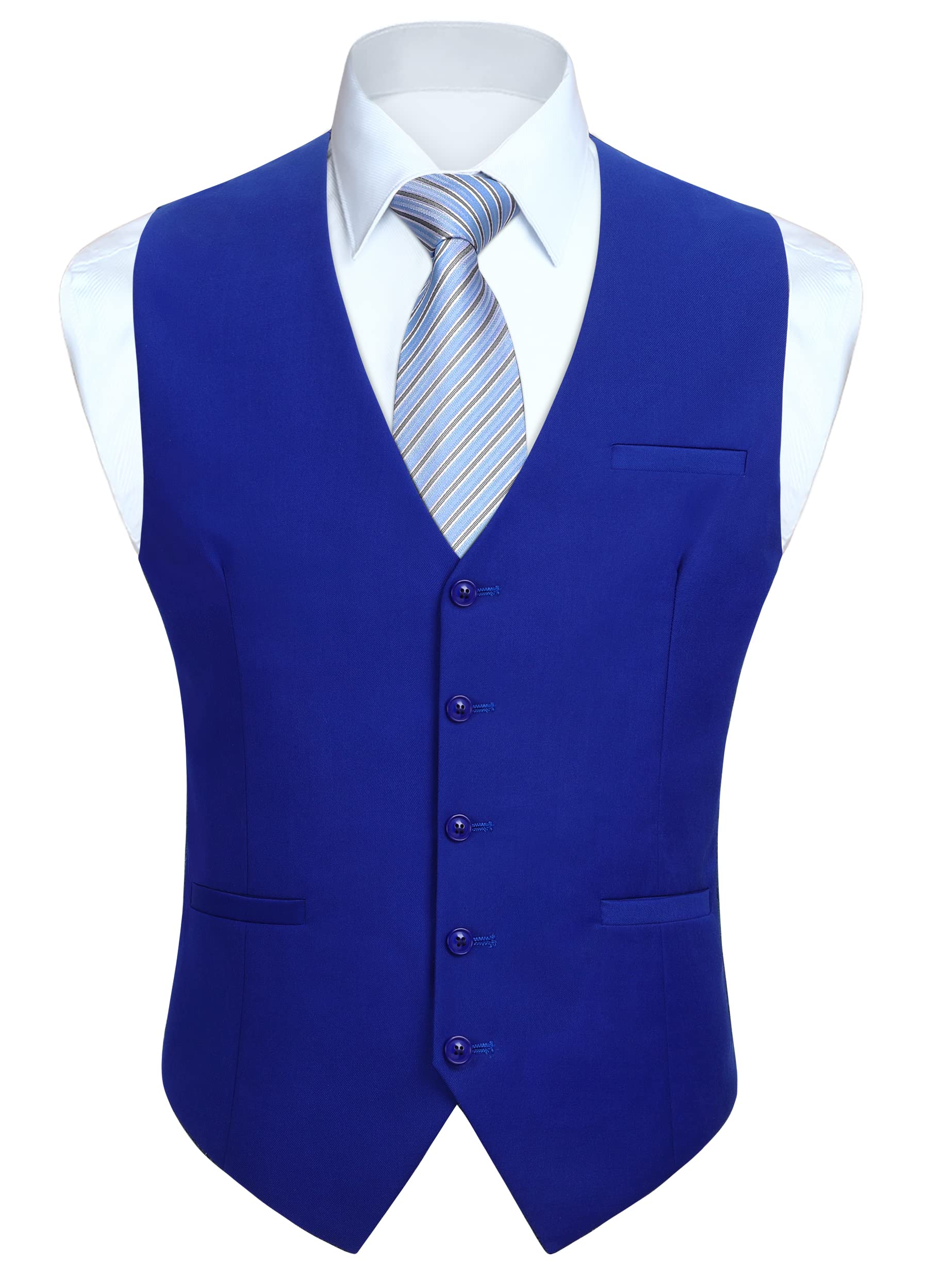 Enlision Anzugweste Herren Blau Formelle Weste Hochzeit Einfarbige Anzugwesten Elegant Business Westen Männer mit Taschen 3XL