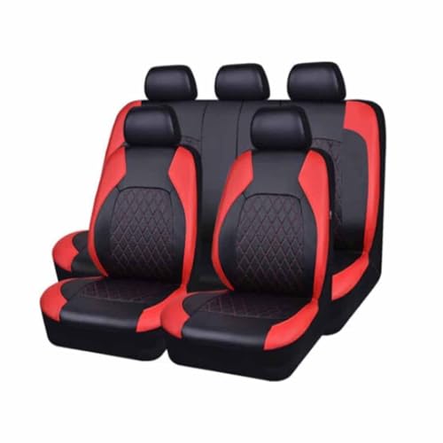 Auto Sitzbezüge Sets Für Citroen C3 Aircross C4 Aircross C5 Aircross C5 Aircross S, 9 Stück Leder Set Sitzbezug Komplett-Set wasserdichte Autositzschoner Zubehör,D/9pcs Set Red