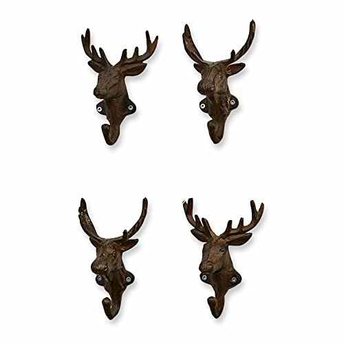 Loberon Haken 4er Set Deer, Gusseisen, H/B/T ca. 11/17,5/7 cm, antikbraun