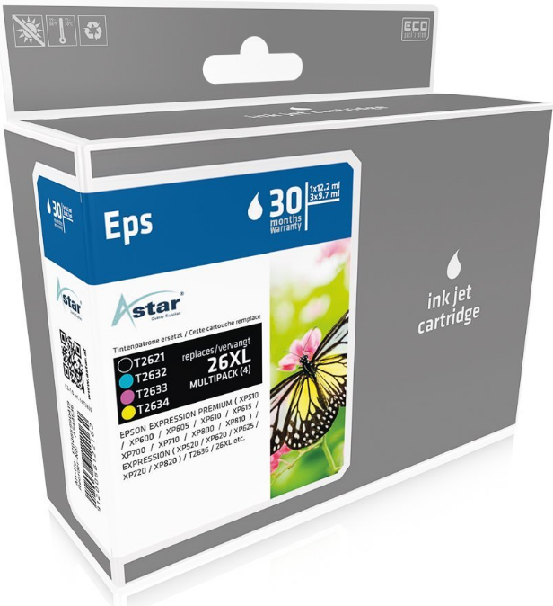 Astar - 4er-Pack - Schwarz, Gelb, Cyan, Magenta - kompatibel - Tintenpatrone - für Epson Expression Premium XP-510, 520, 600, 610, 615, 620, 625, 710, 720, 800, 810, 820