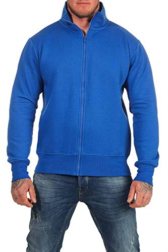 Happy Clothing Herren Sweatjacke ohne Kapuze Zip-Jacke Reißverschluss mit Kragen, Größe:3XL, Farbe:Blau