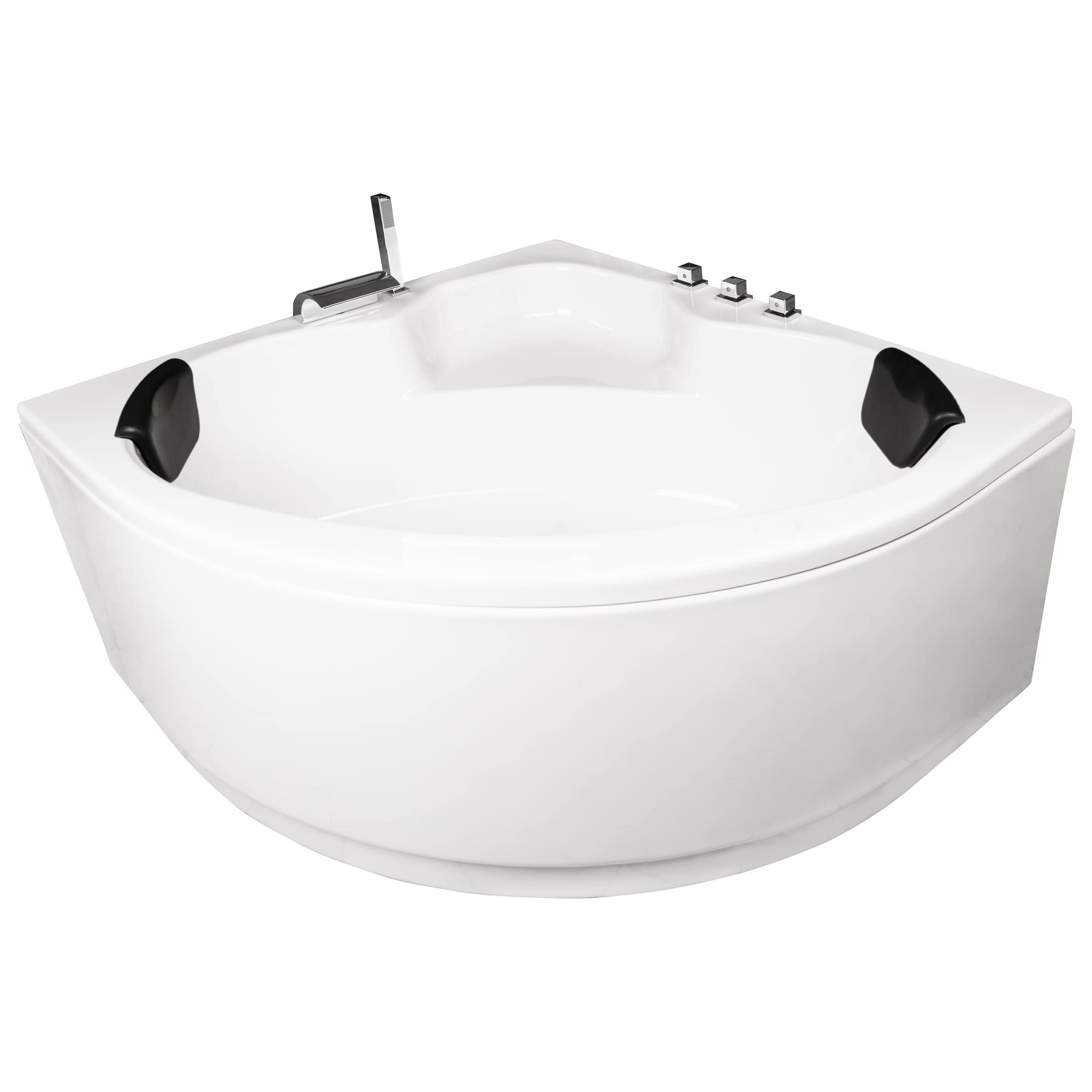 Basera® Eck-Badewanne Maui 130 x 130 cm mit Wasserfall, LED-Ambiente und Kopfstützen