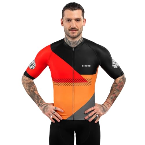 SIROKO - Radsporttrikots M2 Pimorent - L - Leuchtendes Orange/Schwarz