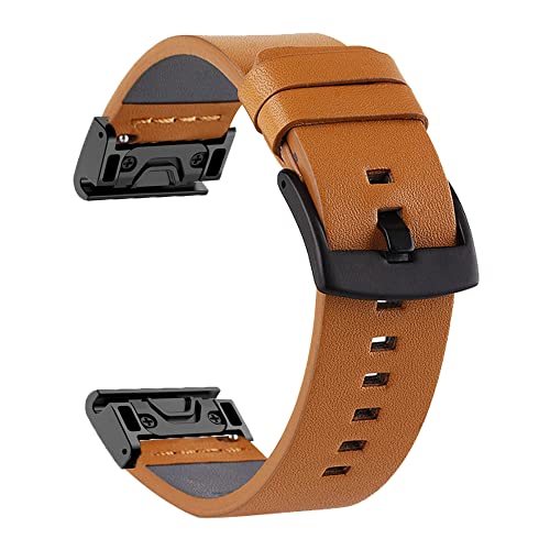 OPKDE Leder-Silikon-Uhrenarmband für Garmin Fenix 5 5X Plus 6 6X Pro Fenix 7X 7 Smart Armband 22 26 mm Quick EasyFit Armbänder, 26mm Fenix 7X 5X 6X, Achat