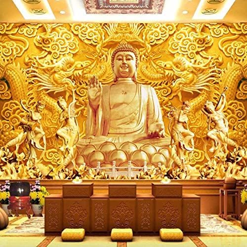 Dreidimensionale Relief-Buddha-Wandskulptur Aus Gold 3D Tapeten Wanddekoration Fototapete Sofas Wohnzimmer Wandbild Schlafzimmer-200cm×140cm