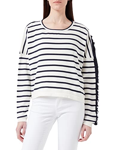 LTB Jeans Damen Rifasa Sweatshirt, White Navy Stripes 6916, XS