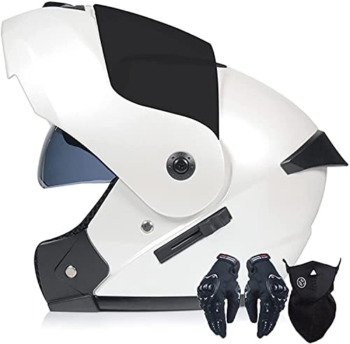 Damen Herren Motorradhelm Klapphelm Modularer Motorrad-Scooter-Integralhelm,Hochklappbarer Motorradhelm Mit Doppelvisier Sturzhelm,DOT/ECE-Zertifiziert (Color : I, Größe : XL=61-62cm)