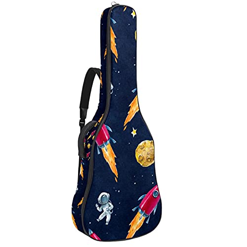 Gitarrentasche Schutz- und Transporttasche für akustische und klassische Gitarren wasserfest und gepolstert Weltraumraketen 108.9x42.9x11.9 cm