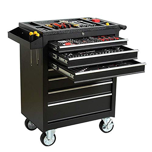 HXLDZOU Trolley, Autoreparatur-Werkzeugwagen, multifunktionaler Werkzeugschrank, sehr gut geeignet für Werkstatt, Restaurant (Black 945x680x458mm)