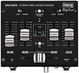 IMG STAGELINE MPX-20USB 3-Kanal-Stereo-DJ-Mischpult mit USB-Schnittstelle, Audio-Console mit USB-Audio-Interface, Mixing-Console mit stabilem und kompaktem Metallgehäuse, in Schwarz