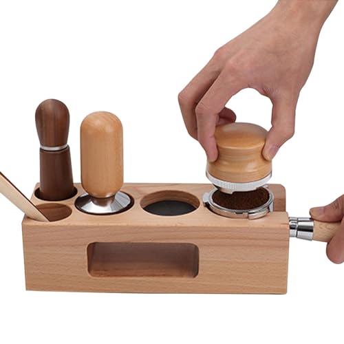 Kaffeefilterhalter aus Holz – Espresso-Tampermatte rutschfest | Tampingstation aus natürlichem Buchenholz, Espresso-Tamper-Matte, Ständer, Stützbasis, Anti-Rutsch-Espressomaschinen-Zubehör, Werkzeuge