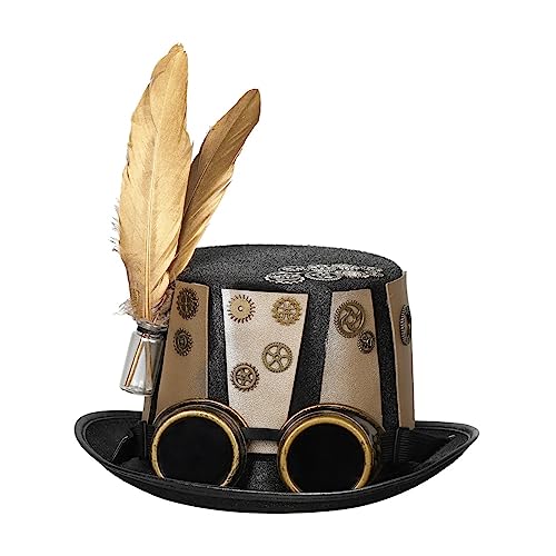 LARUISEE Viktorianischer Steampunk-Hut in Goldbraun, modisches Accessoire für Herren, Halloween-Dekorationen, Ornament-Accessoire, Damen-Accessoire