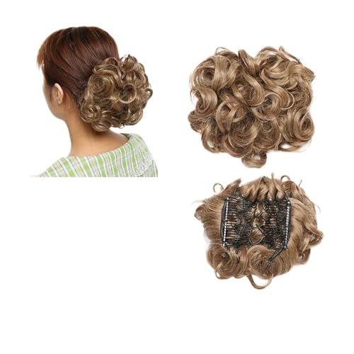 Brötchen Haarteil Synthetischer großer Kamm-Clip in lockiger Haarverlängerung, Chignon-Haarteile, Hochsteckfrisur, Abdeckung, Haarteil, Verlängerung, Haarknoten Brötchen Haarteil(12H24)