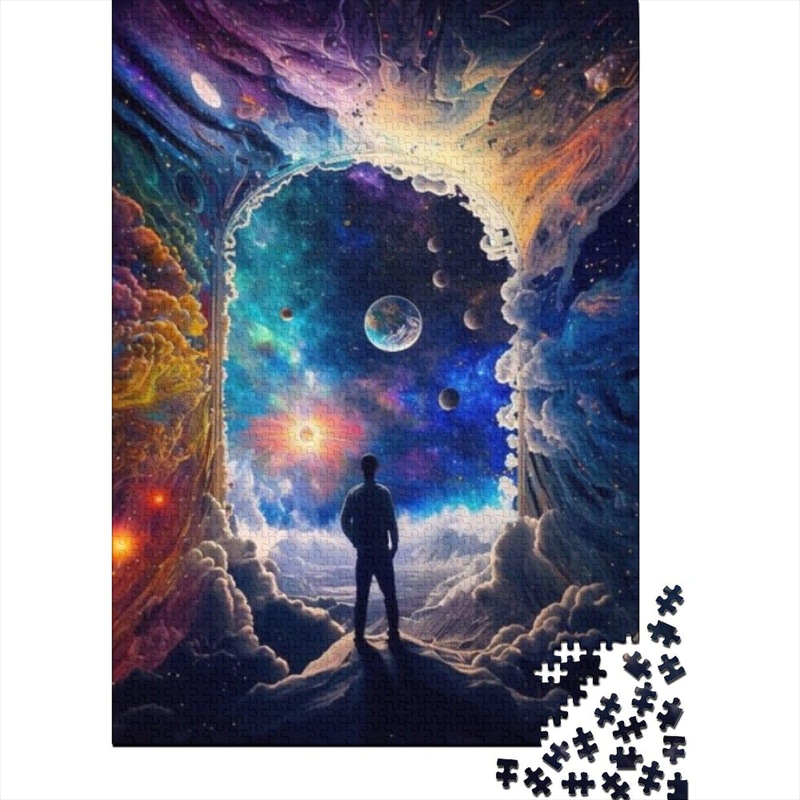 1000-teiliges Puzzle für Erwachsene und Teenager, farbenfrohes Universum, Holzpuzzle für Teenager, Geschenke zum Stressabbau, schwierige Herausforderung (Größe: 75 x 50 cm)