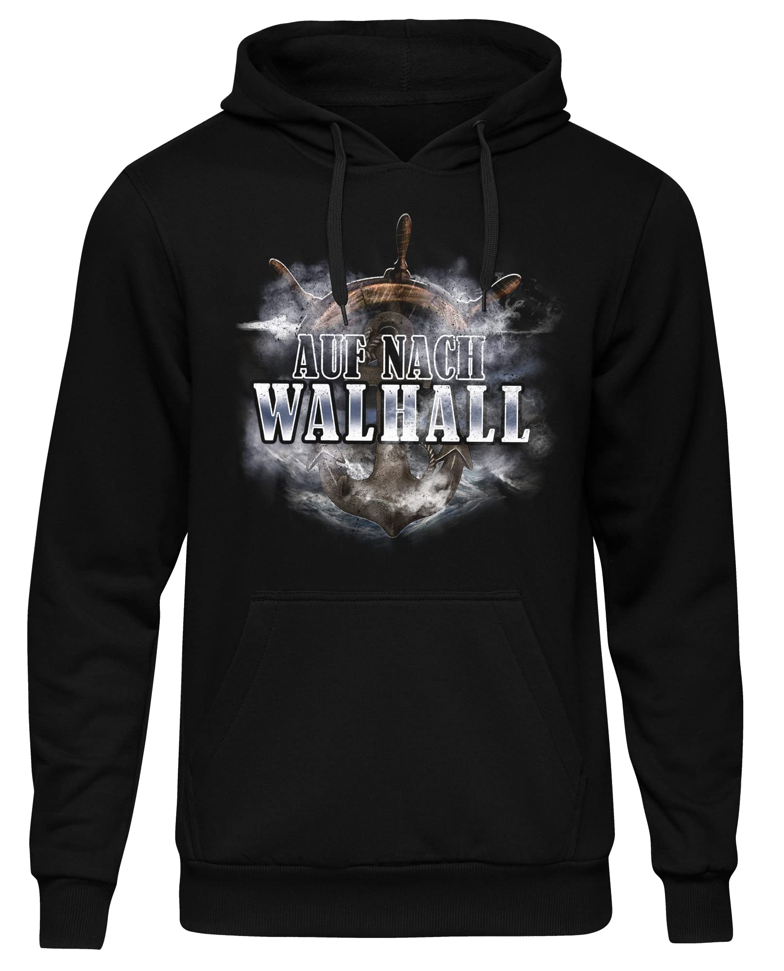 UGLYSHIRT Auf nach Walhall Herren Kapuzenpullover | Wikinger Pullover Odin Valhalla Viking Hoodie | Schwarz (4XL)