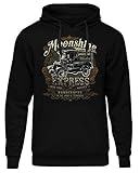 Uglyshirt89 Moonshine Express Herren Kapuzenpullover | Whisky Pullover Herren - Rockabilly Hoodie Herren - Schnaps Brennen - Gangster Hoodie | M3 (XXL)