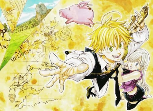 HfmQuisutron Holzpuzzle 1000 Teile Schlacht Anime-Charakter Meliodas Poster Für Puzzle Familie Stressabbau Spiel Kz98Qy