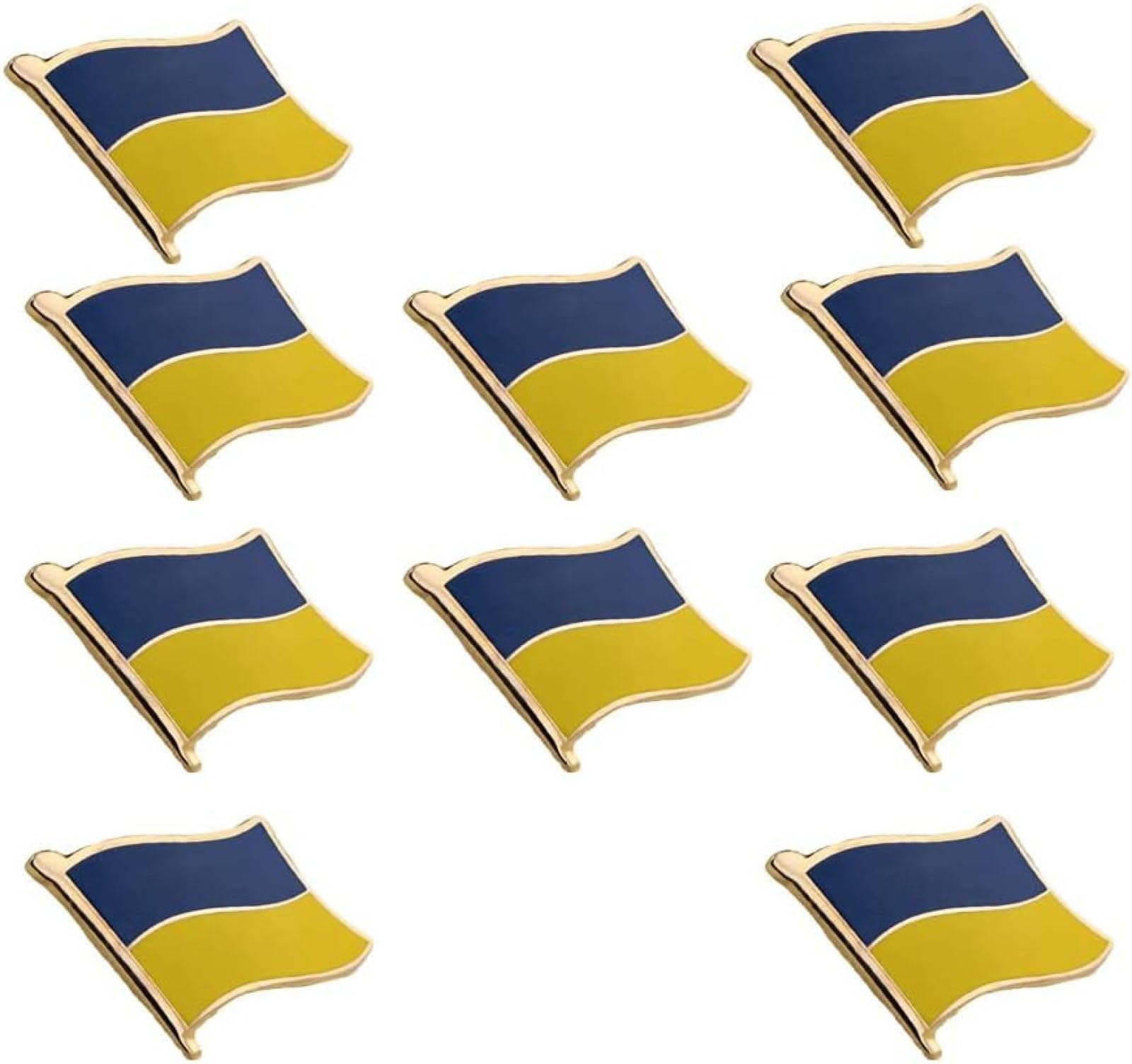 Ukraine-Flagge-Anstecknadel, Unterstützung der Ukraine-Anstecknadel, Emaille-Metall-Ukrainische-Flagge-Abzeichen-Anstecknadel-Brosche, aus Zinklegierung, 20 * 30 mm, 10 Stück