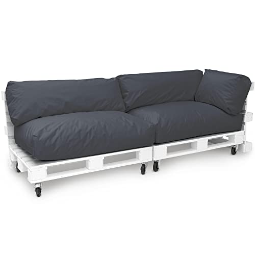 Jumbo XXL Palettenkissen Set von Spatium abnehmbar Bezug wasserdicht gesteppt Palettenpolster Palettenauflage Palettensofa (Anthrazit , 5er Set)