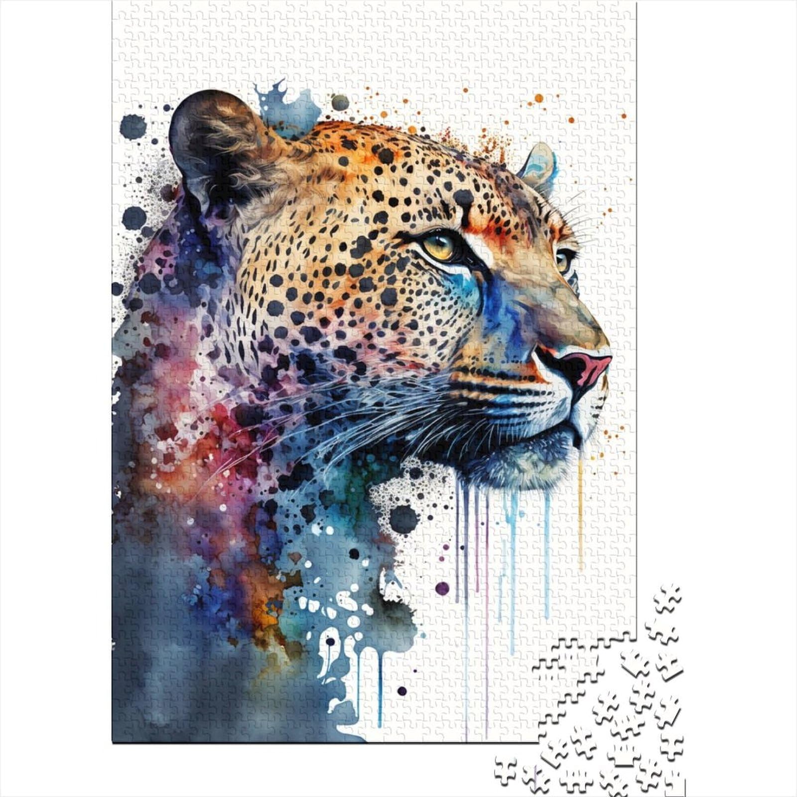 1000 Teile Puzzle für Erwachsene, Leopardenporträt, Holzpuzzle, Puzzle für Erwachsene, Teenager, Spielspielzeug für Erwachsene, Familienpuzzle, Geschenk, 75 x 50 cm