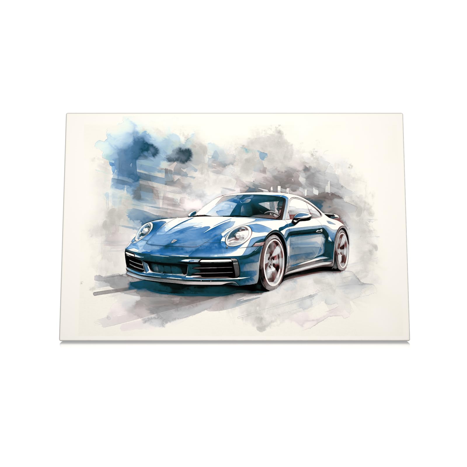 CanvasArts Watercolor Sketch Aquarell für Porsche 911 - Leinwand Bild - Auto Artwork Modern Art Wandbild Wasserfarbe (60 x 40 cm, Leinwand auf Keilrahmen, Porsche)