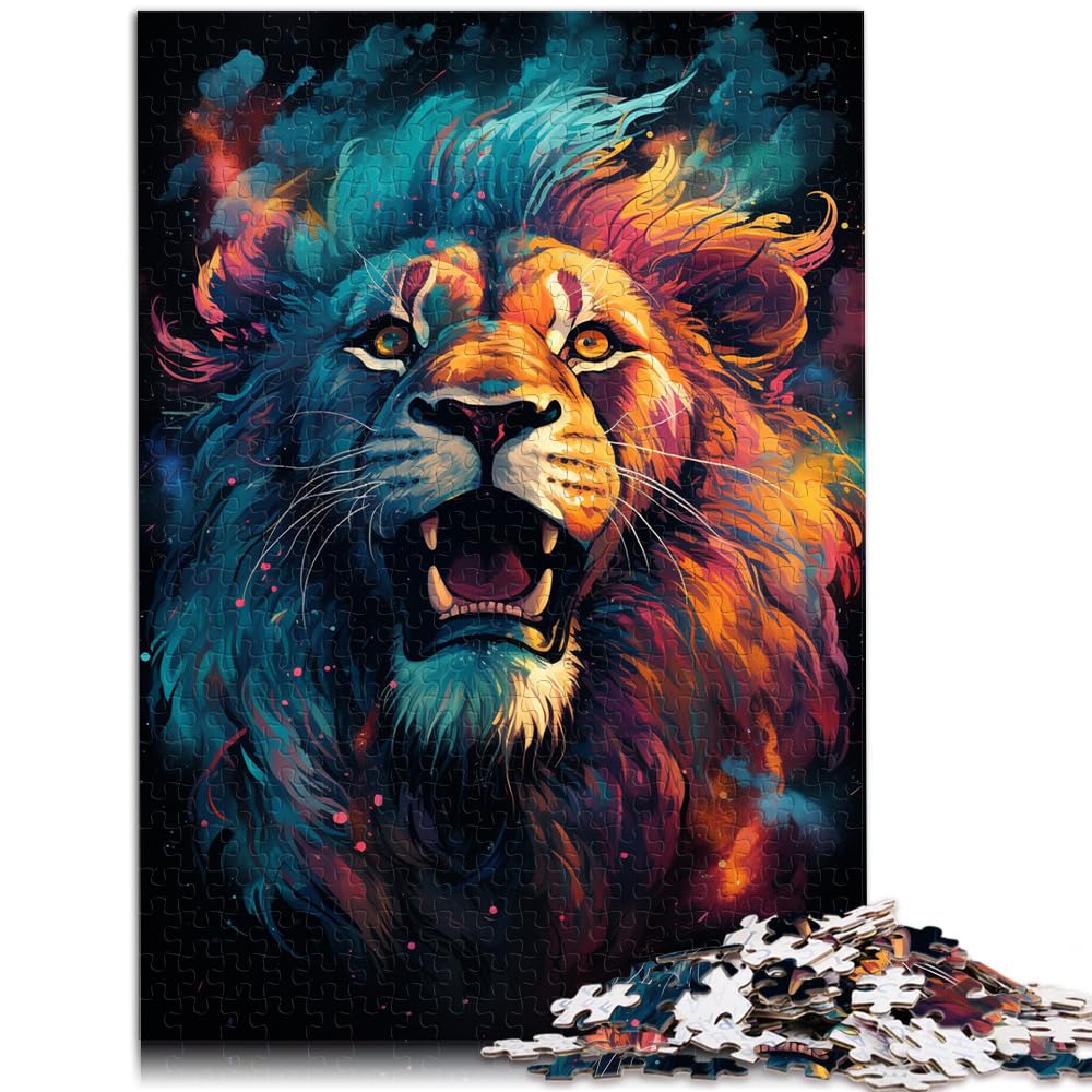 Spielgeschenk Puzzle Nebellöwen Bunte psychedelische Puzzles für Erwachsene 1000-teiliges Puzzle Holzpuzzles Denkspiel 1000 Teile (50 x 75 cm)