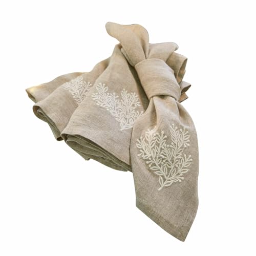 Loberon Serviette 4er Set Lysandria, leinen/Creme