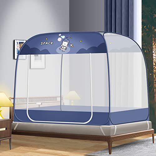 Pop-Up-Moskitonetz-Betthimmel Faltbarer Doppeltür-Moskito-Campingvorhang mit Unterseite Einfach zu installieren für Schlafzimmer im Freien Campingreisen (C,150 * 200 * 165)